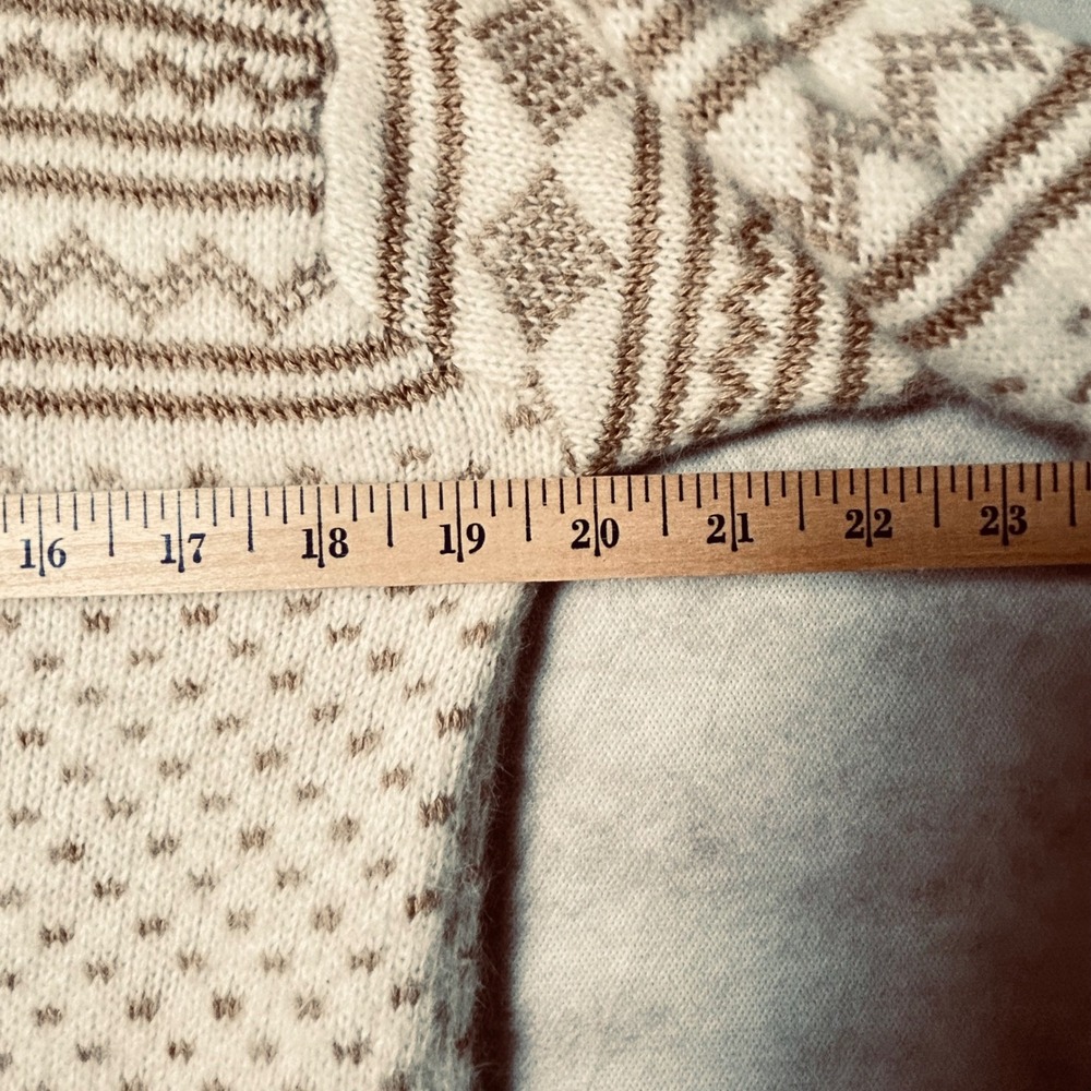 Embassy Row Petites Fair Isle Turtleneck Sweater Beige Brown Cozy Knit Warm - Picture 4 of 7